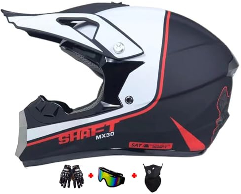 Motorradhelm für Kinder, mit Schutzbrille, Maske, Jugendliche, Motorradhelme, Crosshelm, Integralhelm, Radhelm für Kinder, Motocross-Helm für Kinder, Motocross-Helm für Herren, Damen (Farbe