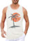 Runcati Printed Tank Top Herren Ärmelloses Sport Muskelshirt Fitness Gym Training Unterhemd Baumwolle Atmungsaktive Bodybuilding Shirt,Weiß,L