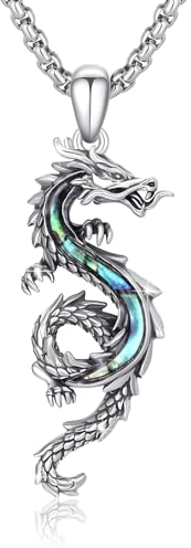 CUOKA MIRACLE Drachen Kette 925 Sterling Silber Herren Drachen Anhänger Halskette für Damen Oxidiert Unisex Drachen Schmuck Valentinstag Geschenke für Männer Mädchen