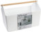 BLUE GINKGO Large Storage Basket – Plastic Caddy with Wooden Handle for Bathroom, Pantry, or Cleaning Supplies (White)