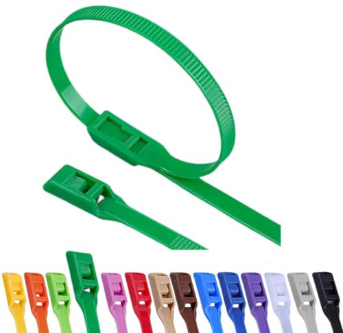 100 Flachkopf Kabelbinder 350 x 8 mm, für Spielplätze, aufblasbare Burgen und Bällebäder, sicher, für Kinder, langlebig, starker Halt (Grün)