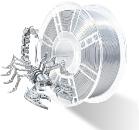 iBOSS PLA+Silk Filament 1,75mm, Glänzendes Metallisches Seiden-3D-Filament, Hochfestes PLA PLUS 3D Drucker filament, 1KG Spule, (Silk Silver)