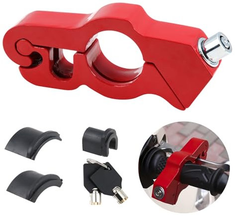 Motorbike Handlebar Lock, Motorcycle Throttle Grip Lock High Security Brake Accessories Front Brake and Clutch Locks Universal Aluminum Alloy for Sports Bikes Mountain ATVs Bicycle Anti-Theft (Red)
