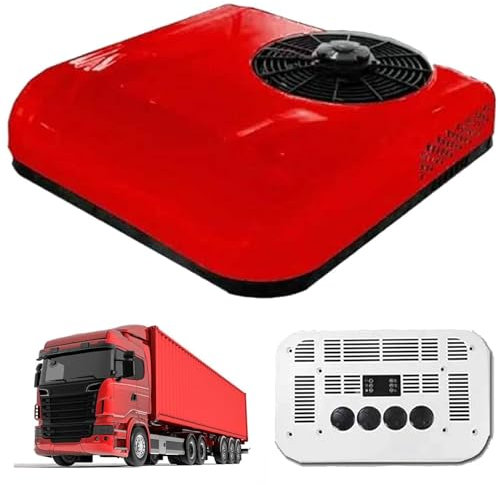 FJYAWEN Climatiseur De Toit De Caravane 2 en 1, Climatiseur pour Camping-Car, Froid Seul,sans Tuyau, Peu Bruyant, Climatiseur De Toit pour Voiture, Climatiseur pour Camping-Car,Red-12V