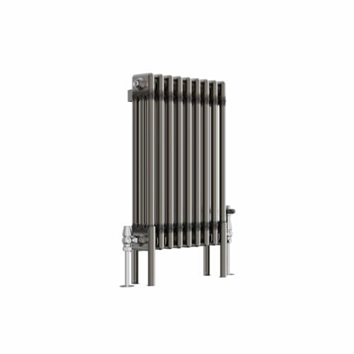 Blümme 600 x 425mm Bathrooms Raw Metal Radiator Traditional Cast Iron Style Triple Column Horizontal Central Heating Radiators