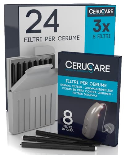 24 Filtres CeruCare Anti-Cérumen pour Appareils Auditifs Nettoyage Rapide et Efficace Protège les Appareils Auditifs de l'Humidité et de la Poussière avec Étui Rigide Refermable Diamètre 1,3mm