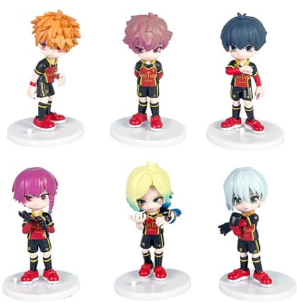 Zhongkaihua Anime Figures Blue Lock Figure Set 6pcs Nagi/Bachira/Reo/Rin/Bachira Blue Lock Action Figure Mini Model Statue, Cake Topper Collectibles Decorations Gifts 9.5CM PVC