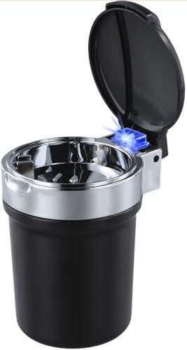 ALFFREUDE Auto Aschenbecher Tragbare Autoaschenbecher Auto mit LED Licht und Deckel für Auto Haus Büro