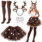 iZoeL Karneval Reh Kostüm Damen Mädchen, Reh Geweih Haarreifen mit Rentier Ohren Tutu Rock Socken Reh Face Tattoo Reh Kostüm Accessorie, Damen Mädchen Reh kostüm Karneval Fasching Mottoparty Kostüm
