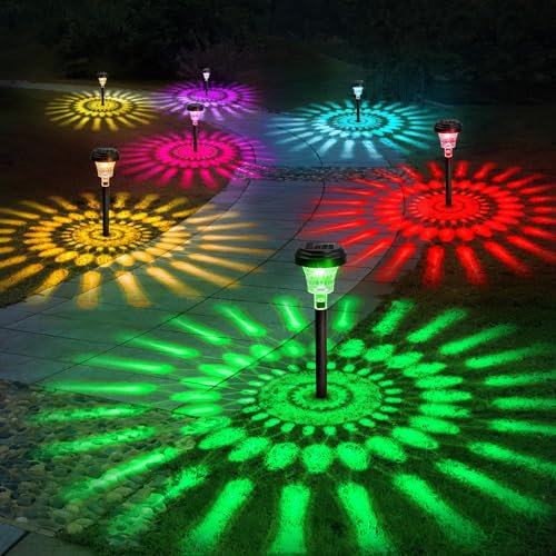 CGN 8 Stück Solarlampen für Außen Garten, IP67 Wasserdicht Solarleuchten Garten mit Warmweiß & RGB Farbwechsel, Auto Ein/Aus LED Solar Gartenleuchten Dekoration für Außen, Rasen, Gewächshäuser, Gehweg