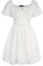 SCARLET DARKNESS Women's Medieval Dress Puff Sleeve Mini Bubble Dresses Square Neck Lace-up Front Pirate Costume White M