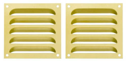 PATIKIL 4x4 Inch Aluminum Vent Cover, 2pcs Screen Air Grille Ventilation Cover HVAC Louvered Grill for Home Kitchen Fireplace Bathroom Wall Ceiling, Gold