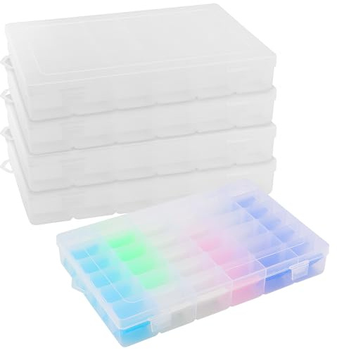 CHUENKUK 5 Stück Sortierboxen für Kleinteile, Transparent Sortierbox 36 Fächer, 27,5 x 17,5 x 4,2cm Einstellbar Perlen Organizer Box, Setzkasten Bügelperlen Aufbewahrungsbox für Kleinteile