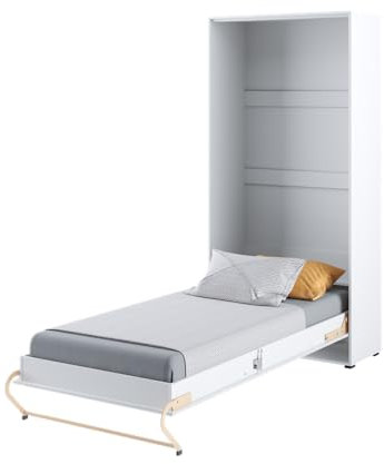 Friderik Concept PRO 3 CP-03 Wandklappbett Vertikal Schrankbett mit Presto-Matratze, 90x200 cm (Weiß Hochglanz)