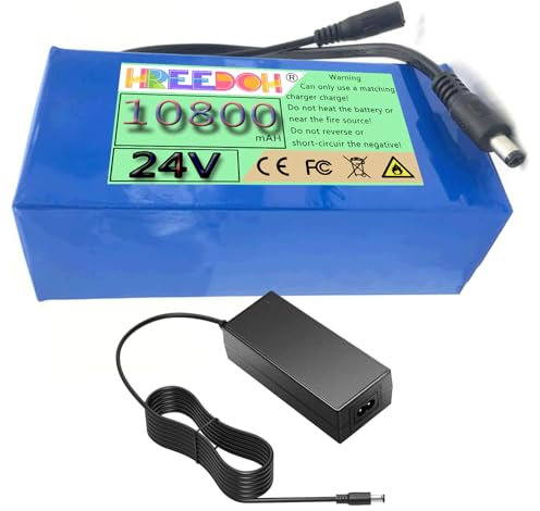 FREEDOH Batterie Lithium-ION 24 V CC 10 800 mAh, Rechargeable, polymère, avec Chargeur, pour Bande Lumineuse LED, Appareil Photo et Autres appareils.