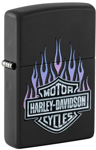 Zippo Windproof Lighter Metal - Harley-Davidson, Black Matte, Colour Image - Refillable - Reusable - Windproof Design - Gift Box - Made in USA