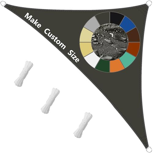 Sonnensegel Dreieckig Rechtwinklig 2.5x2.5x3.5M Wasserdicht 100% Polyester (PES), Sonnenschutz mit 95% UV-Schutz, reißfest & wetterfest für Terrasse, Balkon & Garten-Dunkelgrau