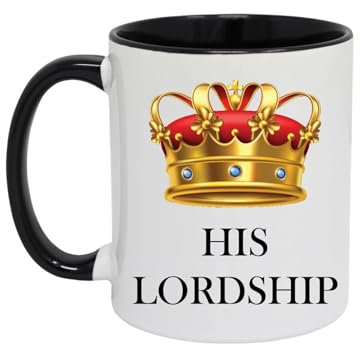 His Lordship and Her Ladyship Mug Set of 2 Fine China 2 Tone Colour Mugs for Couples Gifts, Christmas Valentines Gifts for Him and Her, Wedding Anniversary (Inner Black)