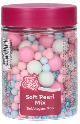 FunCakes Soft Pearls Weiche Zuckerperlen, Bubblegum Pop, 80 g | Essbare Zuckerkugeln, Perfekt zum Dekorieren von Torten, Cupcakes, Keksen, Kuchen und mehr, Tortendeko