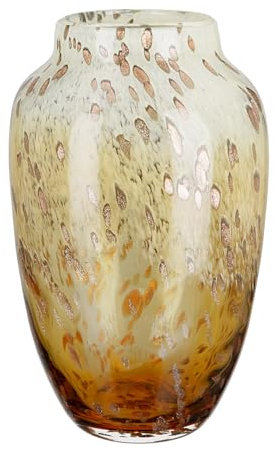 Glas Art Vase Ambrosio - braun, Creme - Glas - Höhe 29cm - wasserdicht - Dekovase