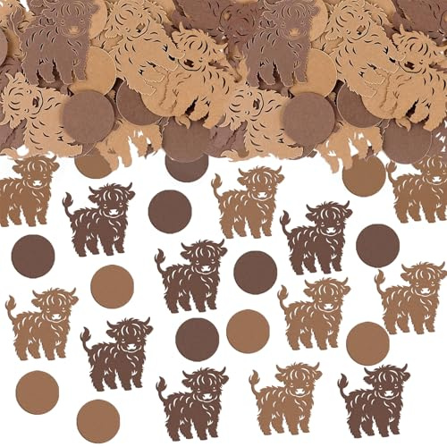 Tourima 100 Stück Dunkelbraun Hochlandrinder Konfetti, für Die Tischdekoration Confetti, 1,7 Inch Konfetti Groß, Streudeko Geburtstag, Tischdeko Geburtstag, für Hochzeit Party Dekoration