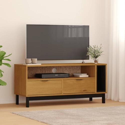 KTHLBRH TV-Schrank FLAM tv kommode HiFi Rack tv Regal Couchtisch 110x40x50 cm Massivholz Kiefer
