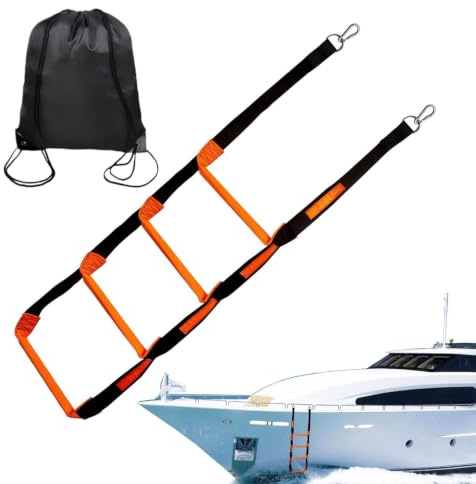 Penlimly a Corda per Barche | Pieghevole 4 Gradini per Pesca Supporto 272 kg,Marini Scale per Arrampicata per Imbarco Rimbarcazione Kayak Motoscafo Nuoto e Viaggi Escursioni