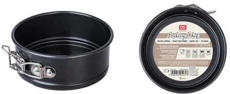 Dc Casa Tortiera Apribile Antiaderente in Acciaio al Carbonio Tonda | Stampo da Forno con Cerniera e Fondo Removibile