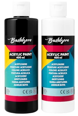 SÜDOR DUO Acrylfarben Set 2x400 ml Schwarz & Weiß – Acryl Pouring Farben, hochpigmentiert, vegan & wasserfest – Künstler-Malfarben für Holz, Leinwand, Stein, Papier & Metall