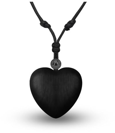 Soul-Cats Holz Herz Kette für Damen – großer Herzanhänger aus Naturholz – verstellbare Halskette – handgefertigter Natur Schmuck
