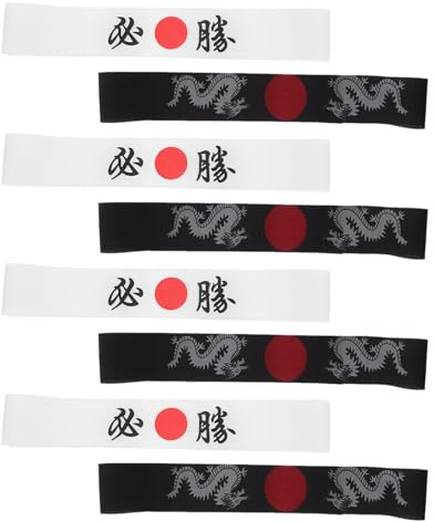 Ciieeo Japanisches Ninja Stirnband 8 Stück Kampfsport Hachimaki aus Waschbarem Material Schweißabsorbierendes Karate Kopfband für Sport Fitness Halloween und Sushi Kostüme