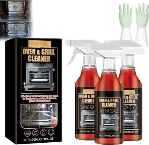 Nettoyant puissant,Oven Cleaner,Décapant four pour les résidus alimentaires et les graisses brûlées,Spray nettoyant professionnel à action rapide pour four, barbecue, grills et grills (3PC)