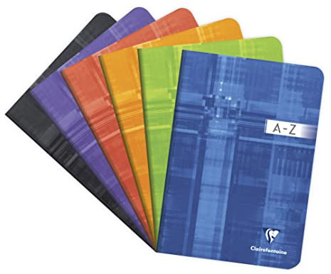 Clairefontaine 3688C Registerbuch (DIN A5, 14,8 x 21 cm, geheftet, liniert, 48 Blatt) 1 Stück farbig sortiert