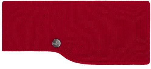 LIERYS Fine Merino Stirnband Damen/Herren/Kinder (7,5-10 cm breit) - Made in Germany - mit Merinowolle - Ohrenwärmer gefüttert mit Baumwolle - One Size (53-60 cm) - Herbst/Winter rot One Size