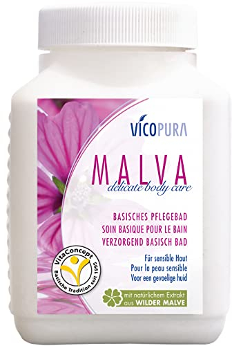 VICOPURA Basenbad ALCADERM SENSITIV, basisches Pflegebad für trockene, schuppige, irritierte Haut, mit Malvenextrakt, ohne Duftstoffe, 600g