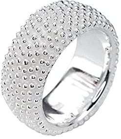 SILBERMOOS Ring Damenring Punkte Pünktchen gepunktet strukturiert sandgestrahlt Sterling Silber 925 Igel, Größe:60