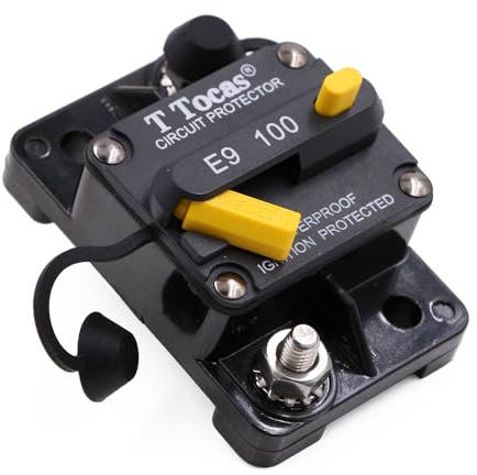 T Tocas Sicherungsautomat mit Manuelles Reset Sicherung 12V 100A für Solar/Kfz Audio/Wohnmobil/Marine/Boot- Trolling Motor, Heavy Duty Schutzschalter 100 Amp Leistungsschalter 48V DC, wasserdichte