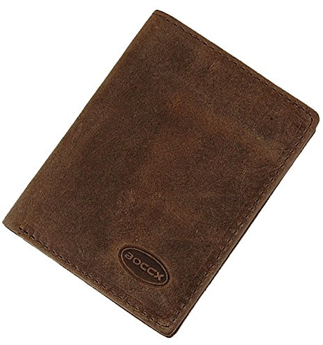 BOCCX kleine Herren Kombibörse Vintage Look Geldbeutel Geldbörse Leder mit 6 Kreditkarten Herrenbörse 40027 präsentiert von GoBago (Dunkelbraun)