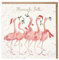 Wrendale Designs by Hannah Dale Weihnachtskarte mit Flamingle-Glocken, Goldfolie, einzeln