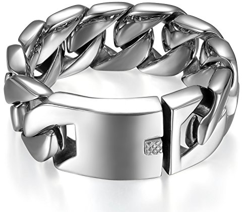 Flongo Pulsera De Acero Inoxidable Para Hombre: Charm Dominante - Cadena De Acero Inoxidable Pulida - Accesorios De Halloween
