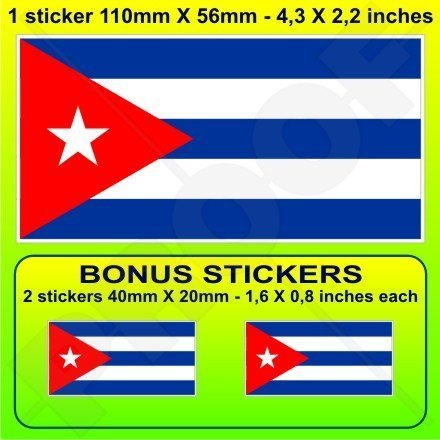 KUBA Kubanische Flagge Republik Kuba 110mm Auto & Motorrad Aufkleber, Vinyl Sticker x1+2 BONUS