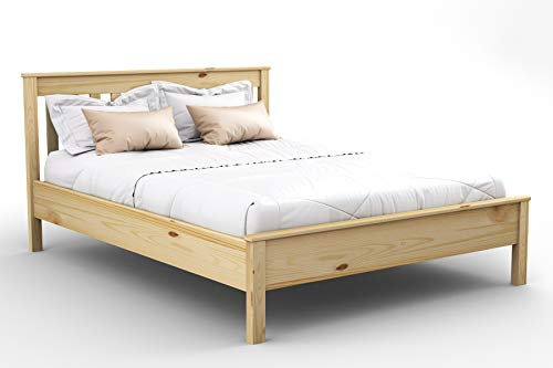 Nodax King Size Bed Frames – Solid Pine Wooden Bed Frame for Adults, F17 Easy Assemble Bed with Sturdy Slats & Extra Four Supportive Legs, Comfortable Bedroom Furniture | 5ft (152.5x200 cm, Pine)