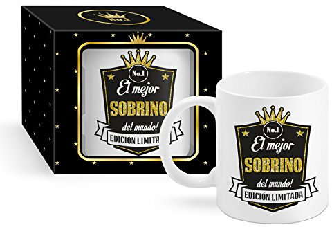 Keramiktasse für Frühstück in der Farbe Weiß, 300 ml, EIN originelles Geschenk für Neffen – „Beste Soubrino der Welt!“