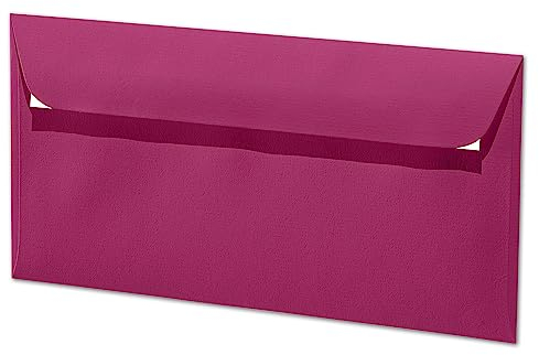 ARTOZ 50x Briefumschläge DIN Lang Purpur-Rot 100 g/m² selbstklebend - DL 224x114 mm - Kuvert ohne Fenster - Umschläge mit Haftklebung Abziehstreifen