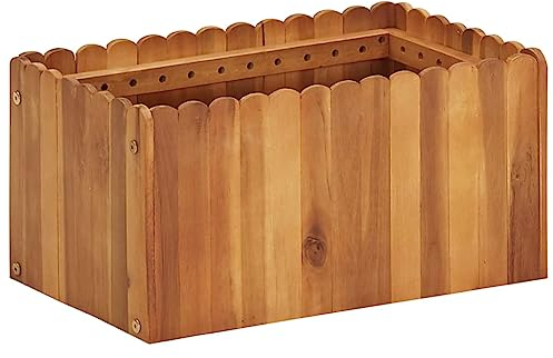 vidaXL Jardinière Rectangulaire Cache-Pot Pot à Fleurs Bac de Plantes Pot à Plante Jardin Balcon Véranda Extérieur 50x30x25 cm Bois Massif d'Acacia