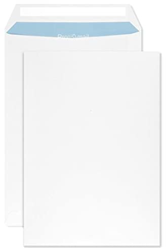 Netuno 500 Versandtaschen DIN B5 Weiß 176 x 250 mm 90g Geschäfts-Umschläge groß gerade Klappe Haftklebung ohne Fenster Briefumschläge Großbrief Format B5 weiße Briefkuverts für Briefe Rechnungen