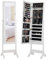 GIANTEX Schmuckschrank stehend, Schmuckkommode mit Standspiegel neigungsverstellbar, Schmuckregal mit 2 Schubladen, dreieckiger Ständer, abschließbarer Spiegelschrank für Schmuck Holz (weiß)
