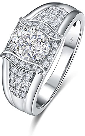 Yaresul 925 Sterling Silber Jahrestag Ring, 2ct Oval-Cut kubischer Zirkonia Fake Diamond Ring, Muttertag Geburtstag Weihnachten Geschenk für Frau Mädchen, Größe 57 (18.1)