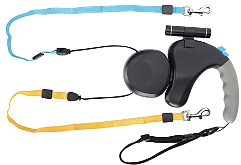 Double Head Pet Walking Leash Double Dog Retractable Leash Hundeleinen Zum Spazierengehen mit 2 Hunden(schwarz)
