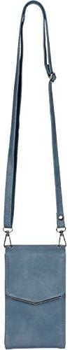 styleBREAKER Damen Mini Bag Umhängetasche, mit Metall Detail am Umschlag, Handytasche, Schultertasche, Handtasche 02012353, Farbe:Jeansblau-Türkis